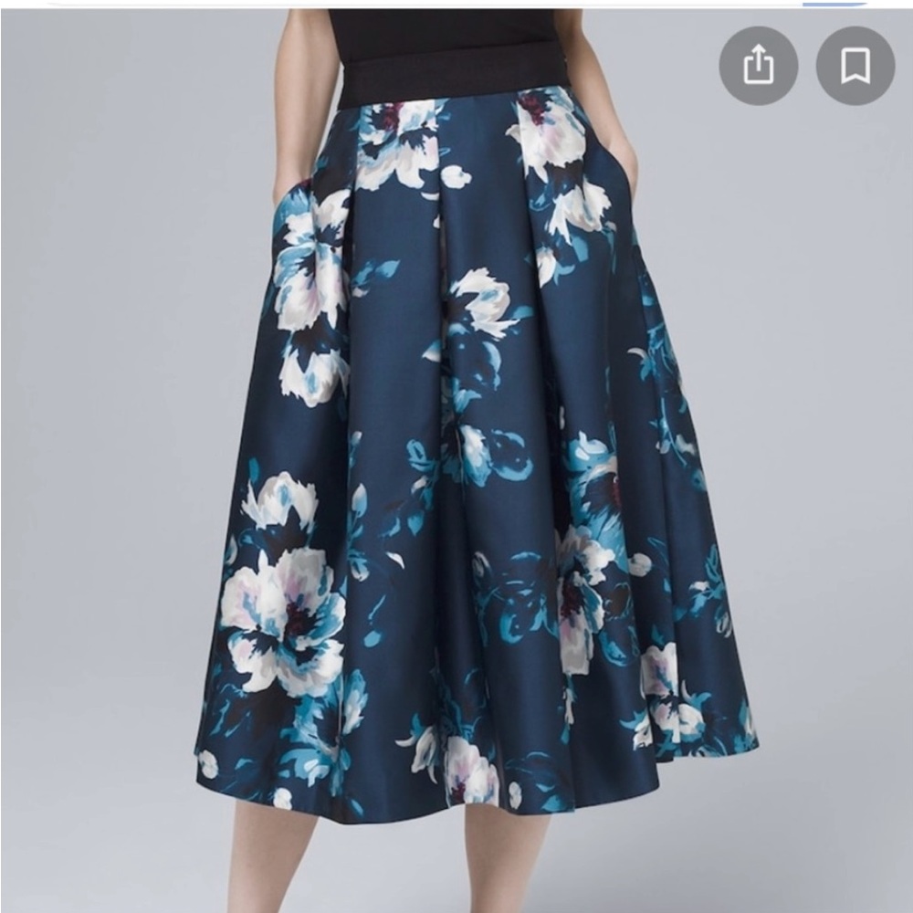 White House black Market floral midi skirt